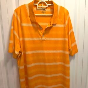 Oakley Men's Large size Orange Striped Golf Polo Shirt
